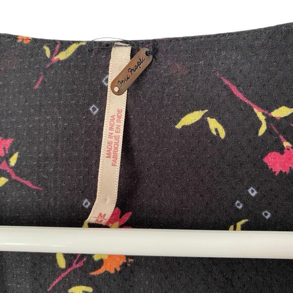 Free People Lady Lou Embroidered Black Blouse size medium Blouse - Picture 6 of 10